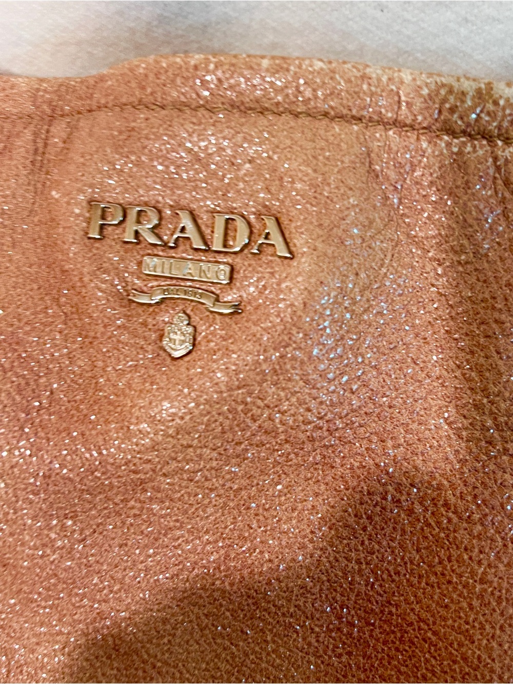 PRADA⭐️Rusty Tan Leather Vitello Daino Shoulder Bag with Chain Strap - Picture 3 of 11